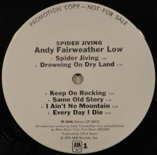 Andy Fairweather Low* : Spider Jiving (LP, Album, Promo, San)