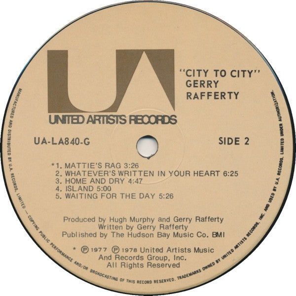 Gerry Rafferty : City To City (LP, Album)