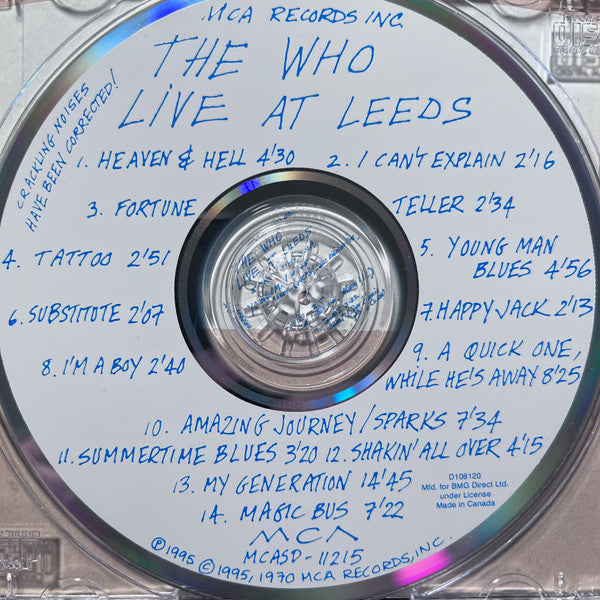 The Who : Live At Leeds (CD, Album, Club, RE, RM, Cin)