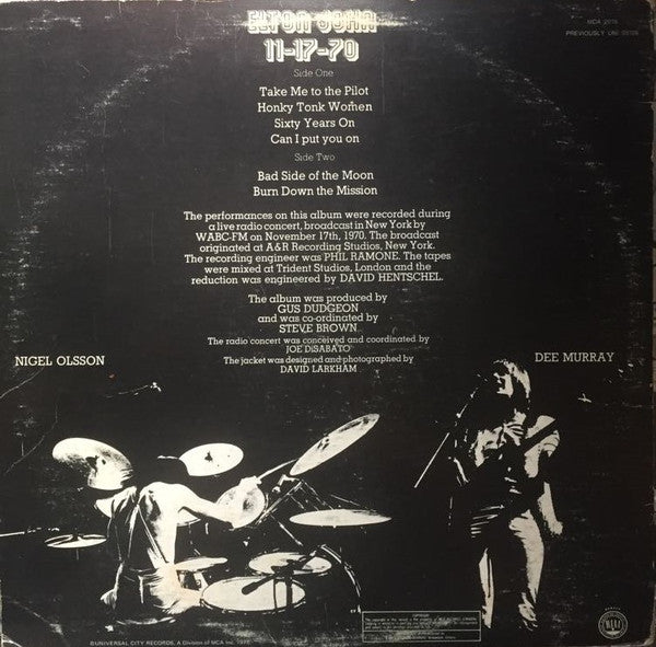 Elton John With Dee Murray And Nigel Olsson : 11-17-70 (LP, Album, RE)
