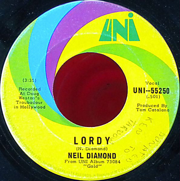 Neil Diamond : Cracklin' Rosie / Lordy (7", Single)