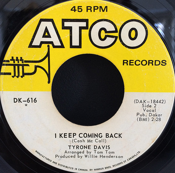 Tyrone Davis : Turn Back The Hands Of Time (7", Single)