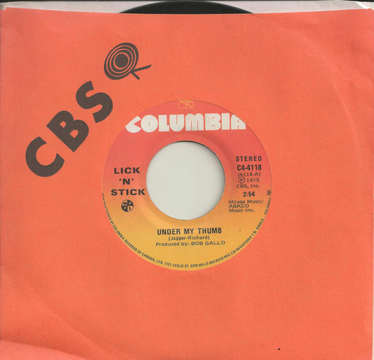 Lick 'N' Stick : Under My Thumb (7")