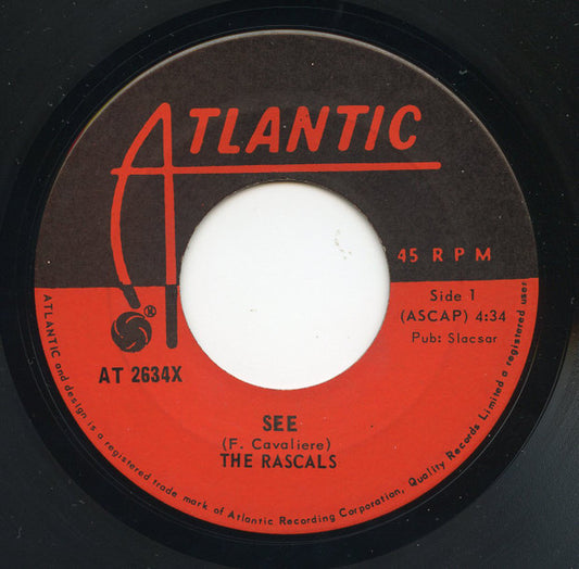 The Rascals : See / Away Away  (7")