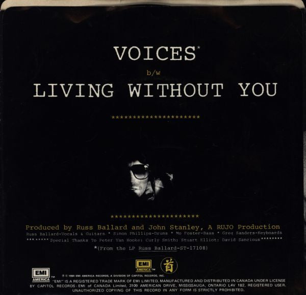Russ Ballard : Voices / Living Without You (7")
