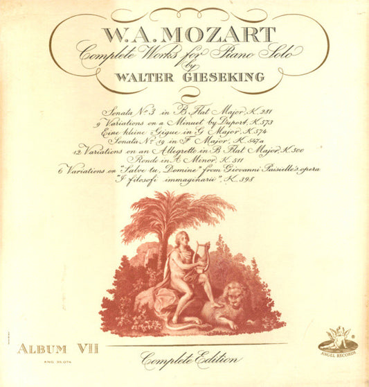 Wolfgang Amadeus Mozart - Walter Gieseking : Complete Works For Piano Solo Album VII (LP, Album)