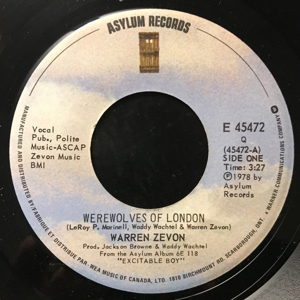 Warren Zevon : Werewolves Of London (7", Single)
