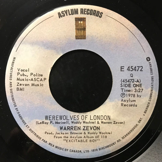 Warren Zevon : Werewolves Of London (7", Single)