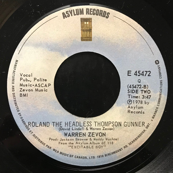 Warren Zevon : Werewolves Of London (7", Single)