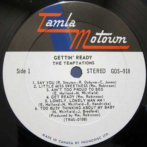 The Temptations : Gettin' Ready (LP, Album)