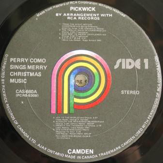 Perry Como : Perry Como Sings Merry Christmas Music (LP, Album, RE)