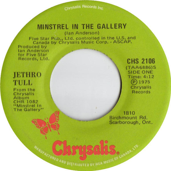 Jethro Tull : Minstrel In The Gallery (7", Single)