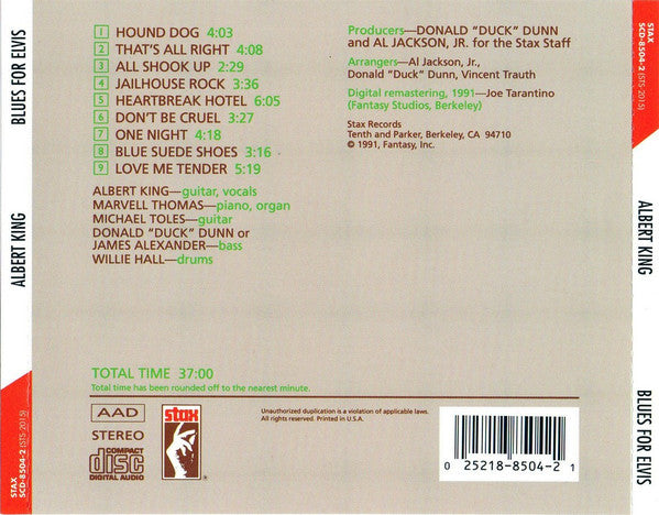 Albert King : Blues For Elvis (CD, Album, RM)