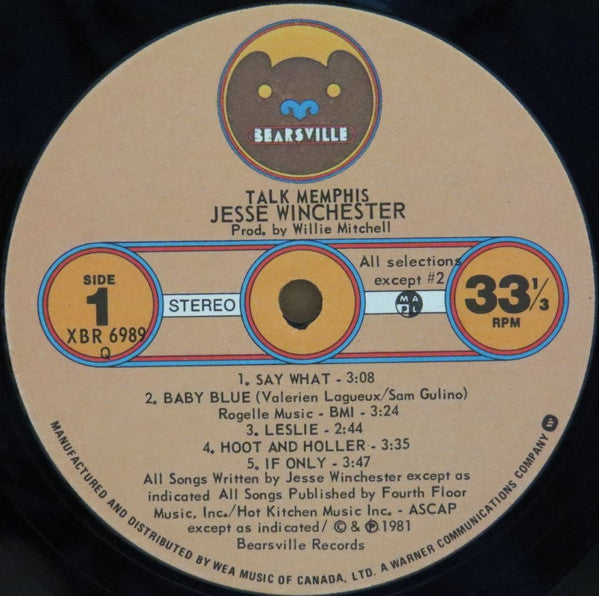 Jesse Winchester : Talk Memphis (LP, Album)