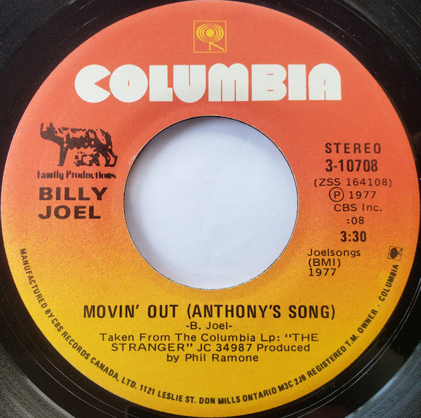 Billy Joel : Movin' Out (Anthony's Song) (7", Single)