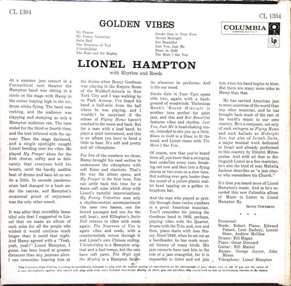 Lionel Hampton : Golden Vibes (LP, Album, Mono)