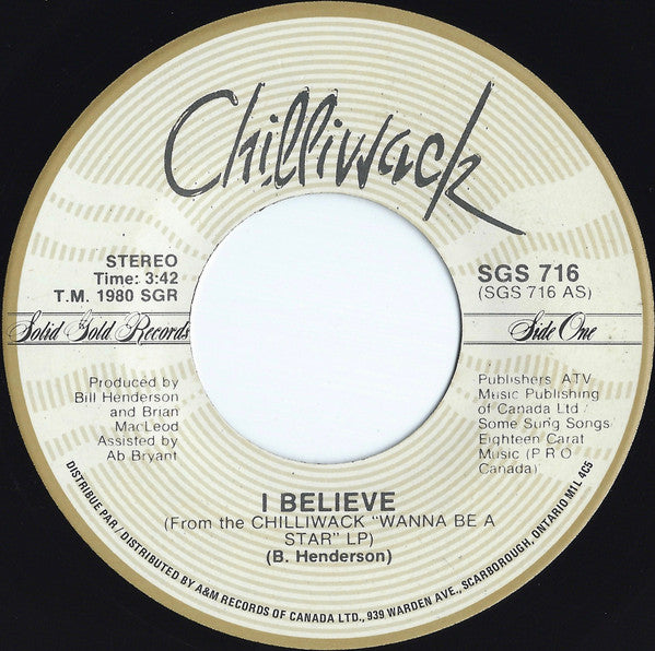 Chilliwack : I Believe (7", Single)