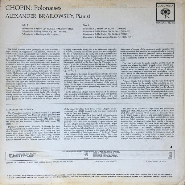 Chopin* : Brailowsky* : Polonaises (LP, Mono)