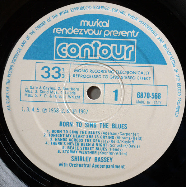 Shirley Bassey : Born To Sing The Blues (LP, Comp, RE)