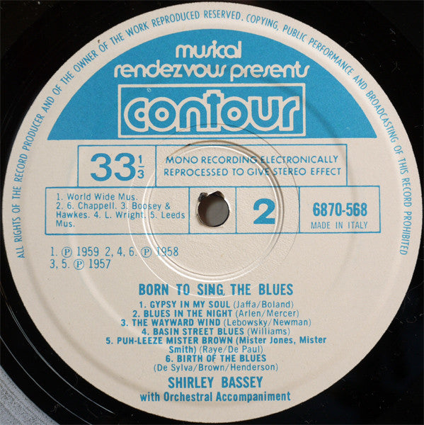 Shirley Bassey : Born To Sing The Blues (LP, Comp, RE)