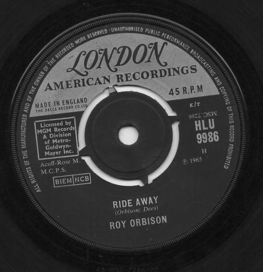 Roy Orbison : Ride Away (7", Single)