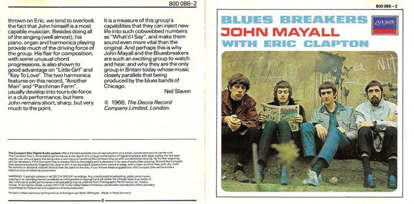 John Mayall With Eric Clapton : Blues Breakers (CD, Album, RE)