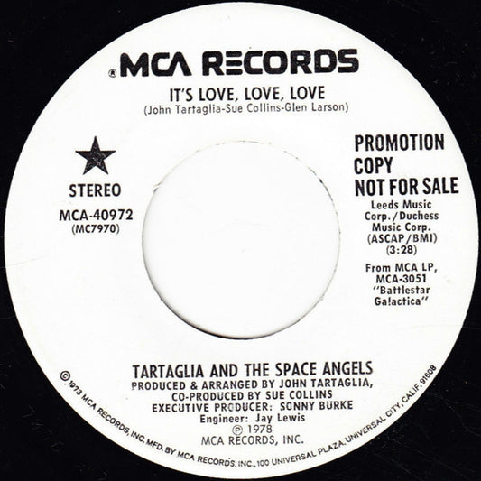 John Tartaglia And The Space Angels : It's Love, Love, Love (7", Single, Promo, Pin)