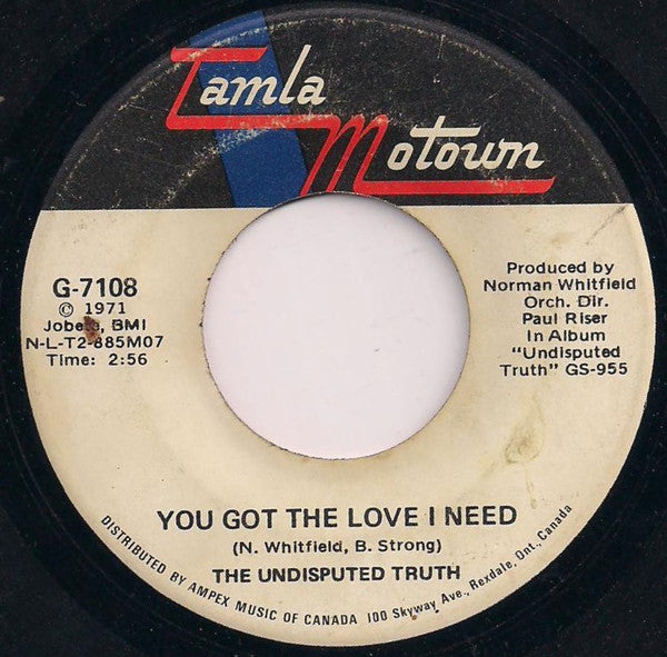 The Undisputed Truth : Smiling Faces Sometimes / You Got The Love I Need (7", Single)