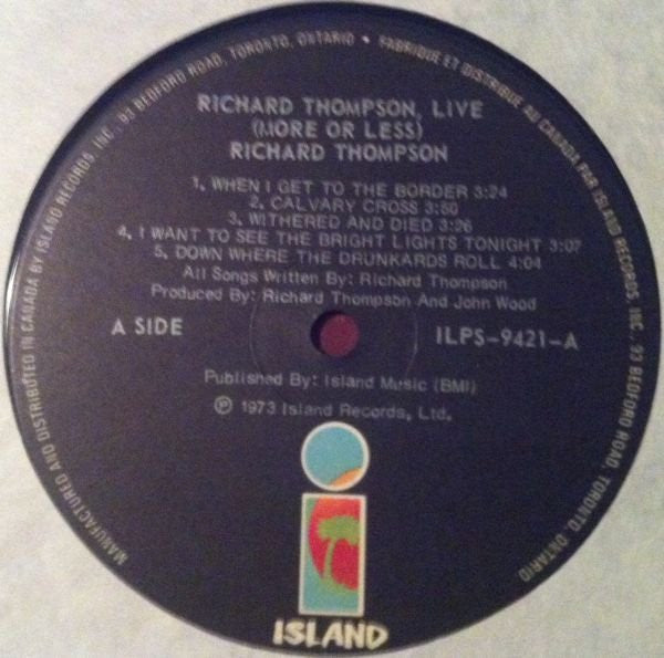 Richard Thompson : Richard Thompson Live! (More Or Less) (2xLP, Comp)