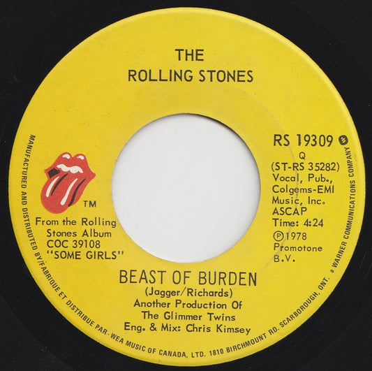 The Rolling Stones : Beast Of Burden (7")