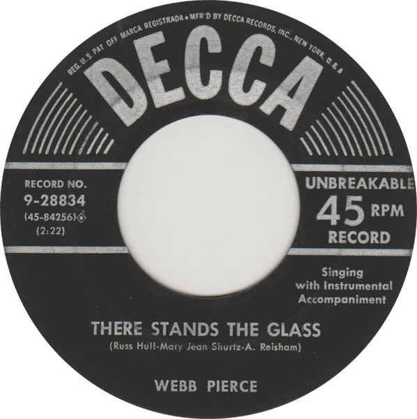 Webb Pierce : I'm Walking The Dog / There Stands The Glass (7", Ric)