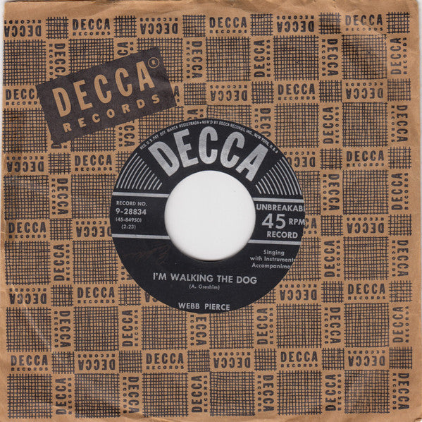 Webb Pierce : I'm Walking The Dog / There Stands The Glass (7", Ric)