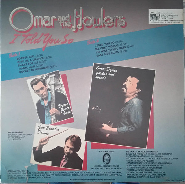 Omar And The Howlers : I Told You So (LP, Album, RE)
