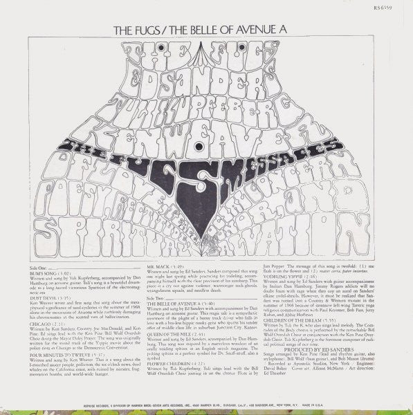 The Fugs : The Belle Of Avenue A (LP, Album)