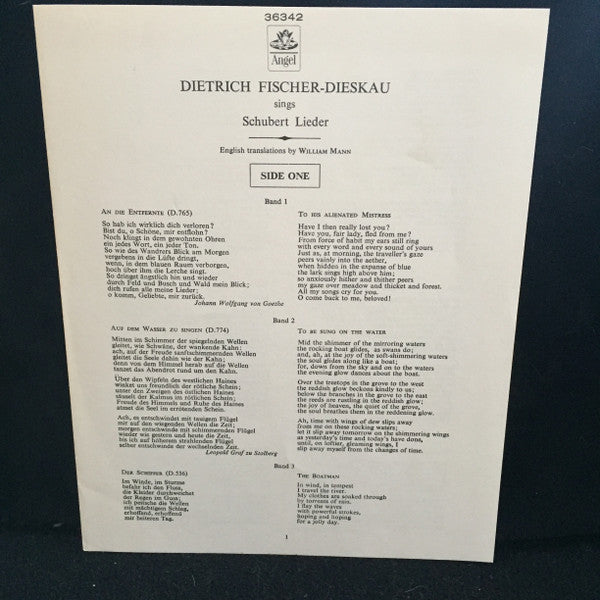 Franz Schubert / Dietrich Fischer-Dieskau : Death And The Maiden & Other Songs (LP, Album, RP)