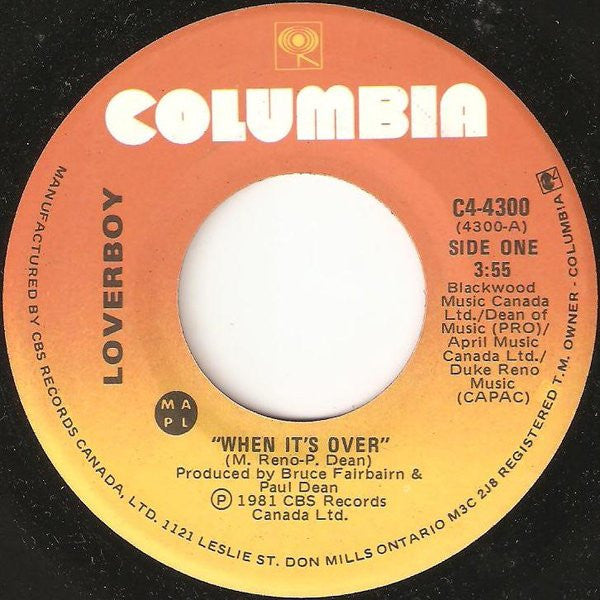 Loverboy : When It's Over (7", Single)