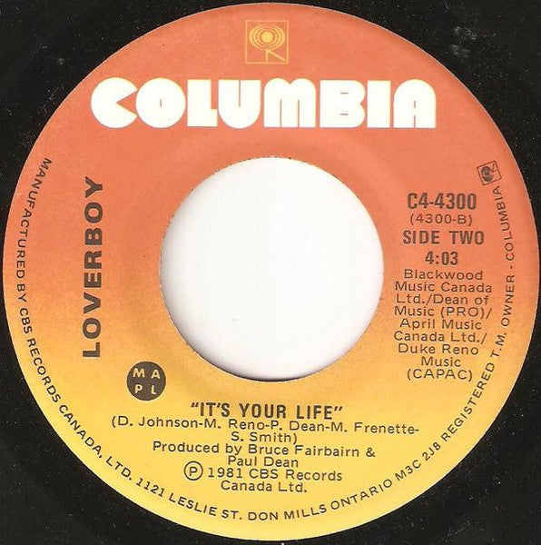 Loverboy : When It's Over (7", Single)