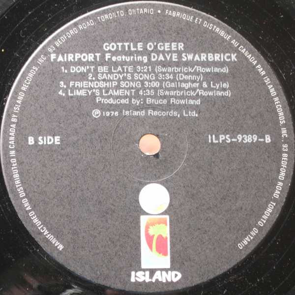 Fairport* Featuring Dave Swarbrick : Gottle O'Geer (LP, Album)