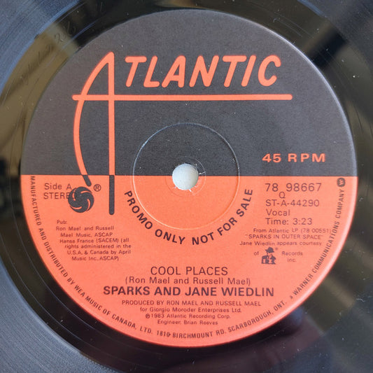 Sparks And Jane Wiedlin : Cool Places (7", Promo, Sol)