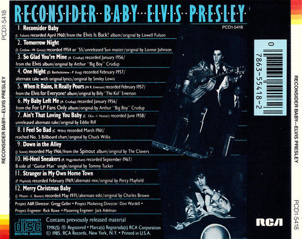 Elvis Presley : Reconsider Baby (CD, Comp)