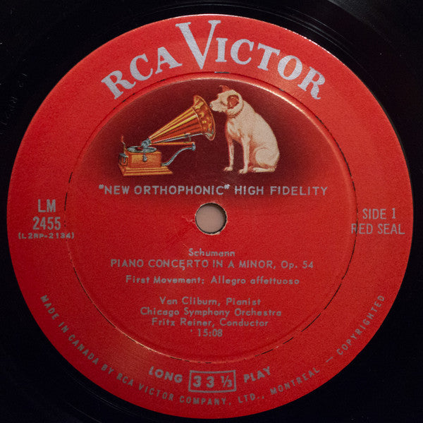 Robert Schumann - Van Cliburn, Fritz Reiner, Chicago Symphony Orchestra : Concerto In A Minor (LP, Album, Mono)