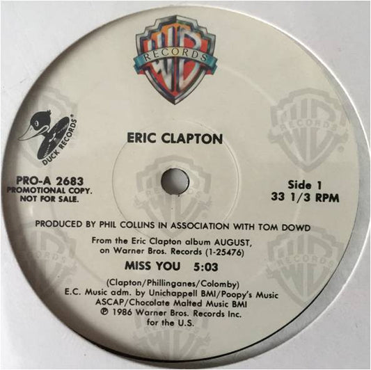 Eric Clapton : Miss You (12", Single, Promo)