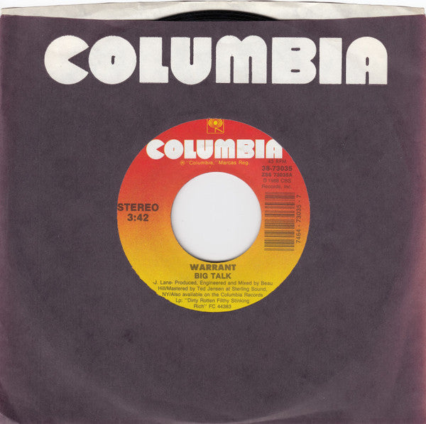 Warrant : Big Talk (7", Single, Styrene)