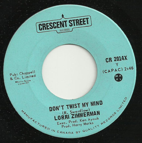 Lorri Zimmerman : Don't Twist My Mind (7", Single)