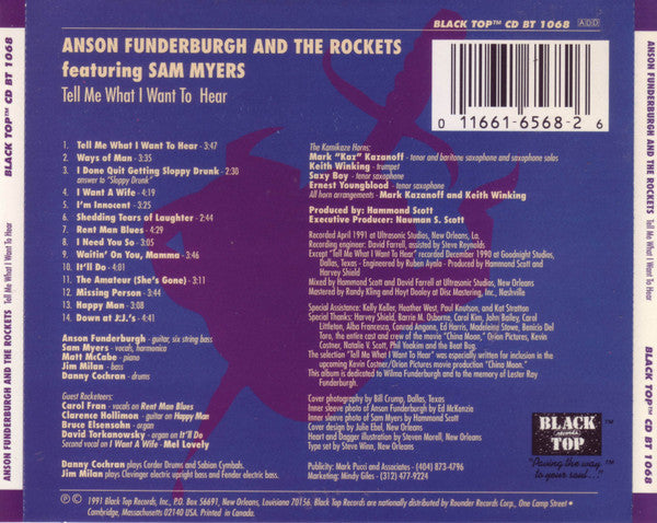 Anson Funderburgh And The Rockets* Featuring Sam Myers : Tell Me What I Want To Hear (CD, Album)