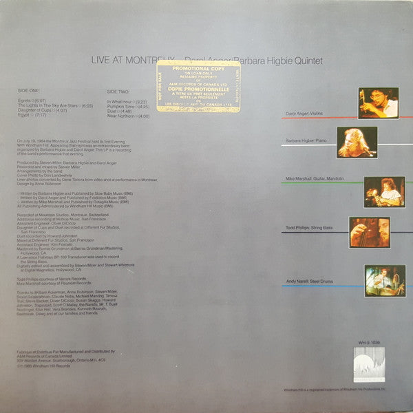 Darol Anger / Barbara Higbie Quintet With Mike Marshall (2), Todd Phillips And Andy Narell : Live At Montreux (LP, Album)