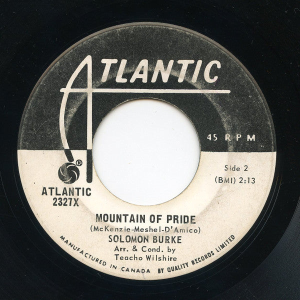 Solomon Burke : I Feel A Sin Coming On / Mountain Of Pride (7", Single)