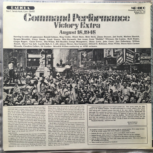 Various : Command Performance (Victory Extra) (LP)
