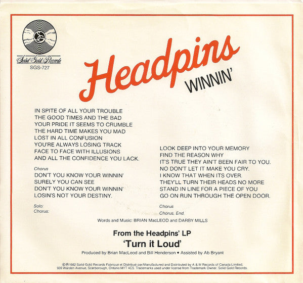Headpins : Winnin' (7", Single)