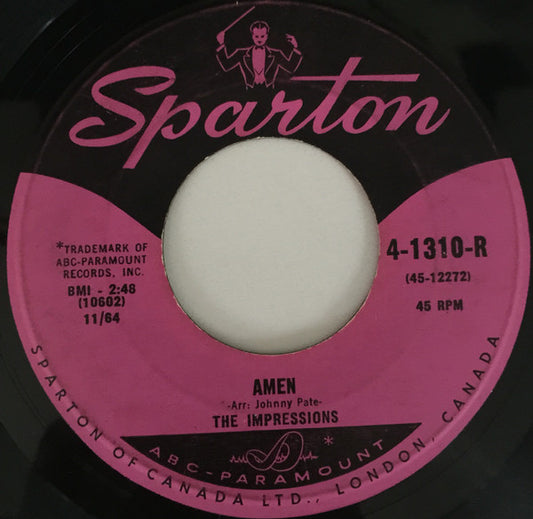 The Impressions : Amen / Long, Long Winter (7", Single)